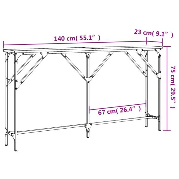 Konsolentisch Grau Sonoma 140x23x75 cm Holzwerkstoff