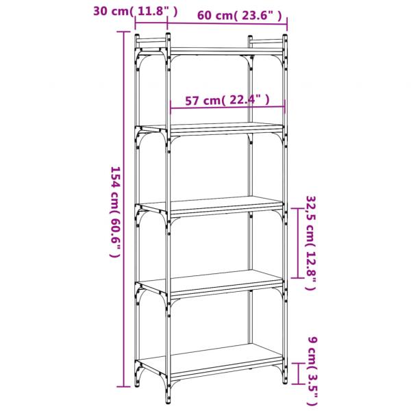 Bücherregal 5 Böden Sonoma-Eiche 60x30x154 cm Holzwerkstoff