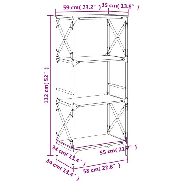 Bücherregal 4 Böden Sonoma-Eiche 59x35x132 cm Holzwerkstoff