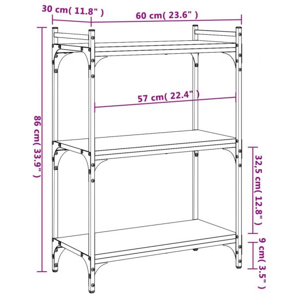 Bücherregal 3 Böden Sonoma-Eiche 60x30x86 cm Holzwerkstoff