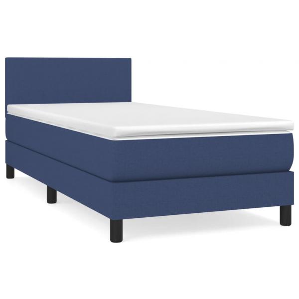 Boxspringbett mit Matratze Blau 100x200 cm Stoff