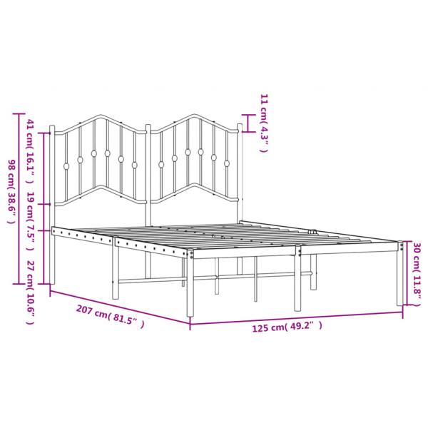 Bettgestell mit Kopfteil Metall Schwarz 120x200 cm