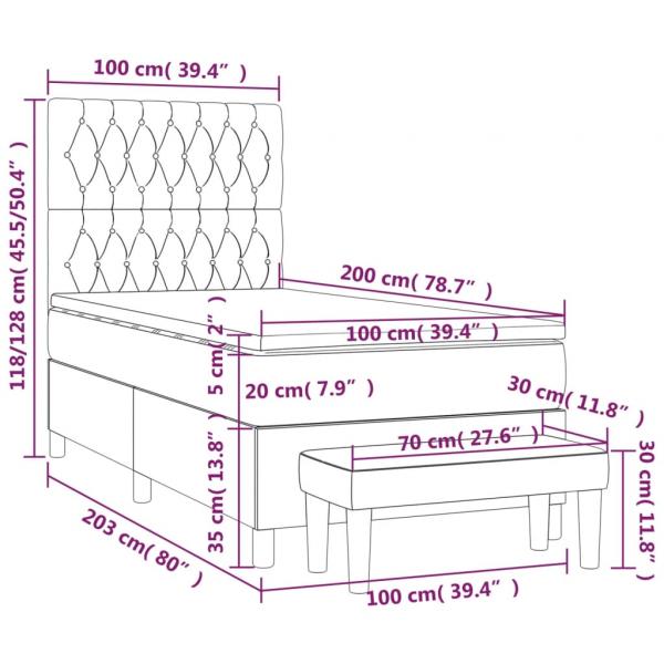 Boxspringbett mit Matratze Blau 100x200 cm Stoff