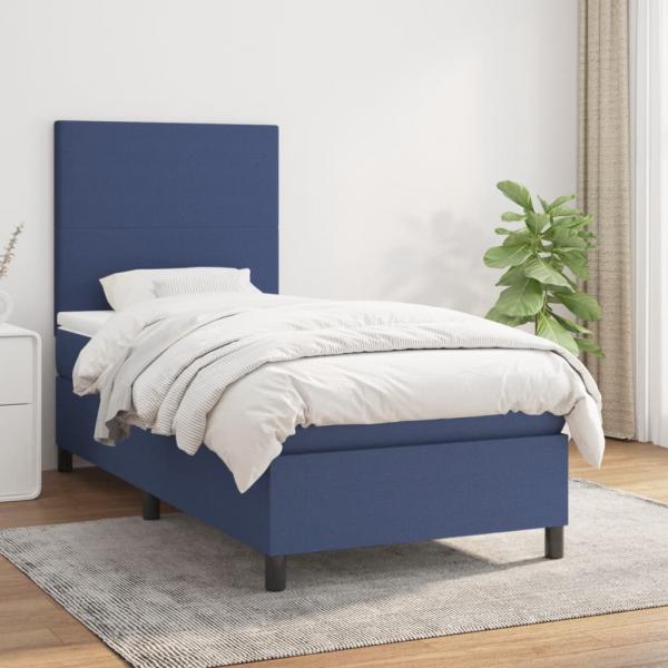 ARDEBO.de - Boxspringbett mit Matratze Blau 100x200 cm Stoff