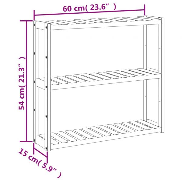 Badregal mit 3 Ablagen Wandmontage 60x15x54 cm Bambus