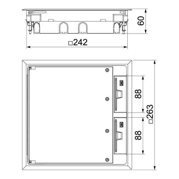 Bettermann GES9 55U V 9011 Geräteeinsatz, quadratisch, graphitschwarz (7405039)