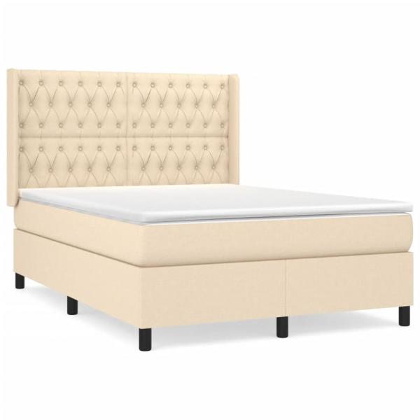 Boxspringbett mit Matratze Creme 140x200 cm Stoff