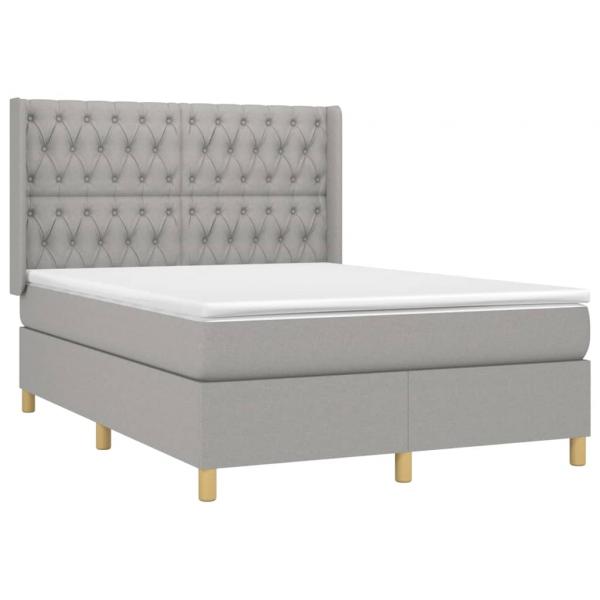 Boxspringbett mit Matratze Hellgrau 140x190 cm Stoff