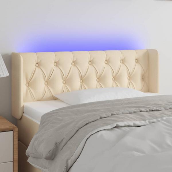 ARDEBO.de - LED Kopfteil Creme 93x16x78/88 cm Stoff