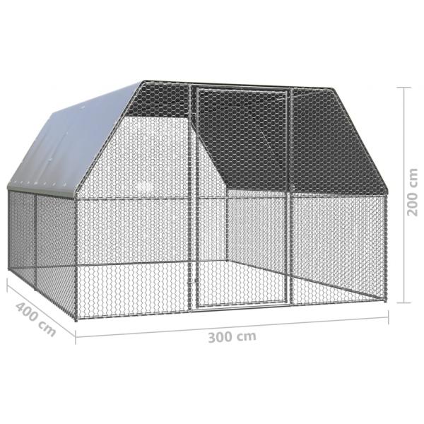 Outdoor-Hühnerkäfig 3x4x2 m Verzinkter Stahl