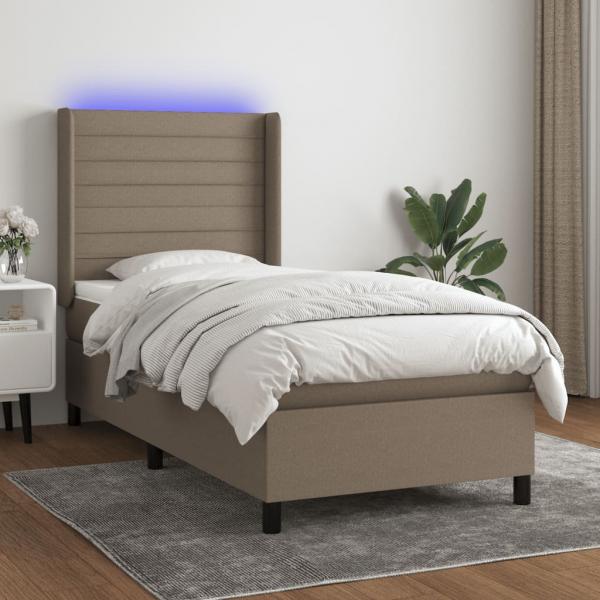 ARDEBO.de - Boxspringbett mit Matratze & LED Taupe 100x200 cm Stoff