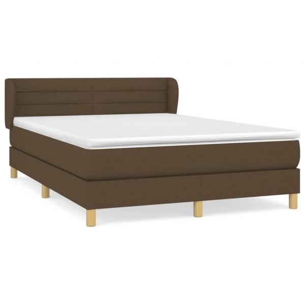 Boxspringbett mit Matratze Dunkelbraun 140x200 cm Stoff