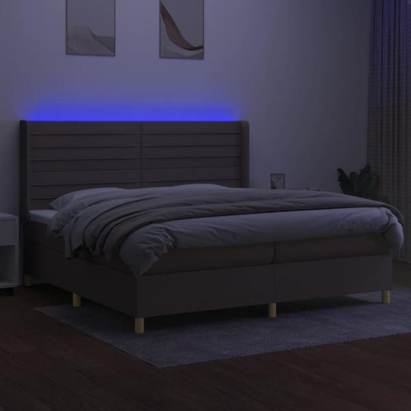 Boxspringbett mit Matratze & LED Taupe 200x200 cm Stoff