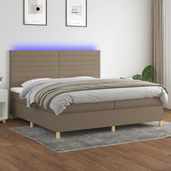 ARDEBO.de - Boxspringbett mit Matratze & LED Taupe 200x200 cm Stoff