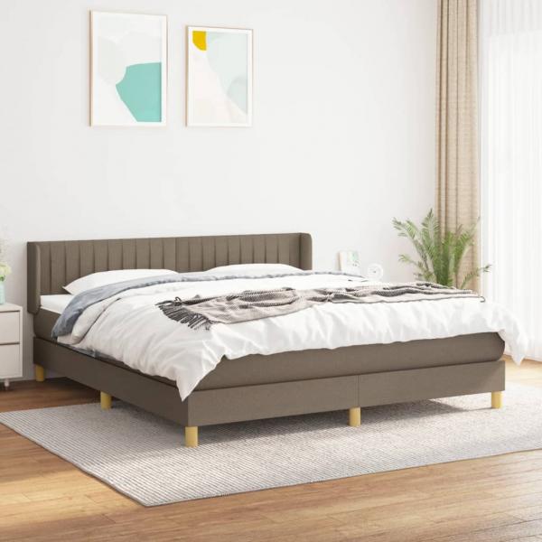 ARDEBO.de - Boxspringbett mit Matratze Taupe 200x200 cm Stoff