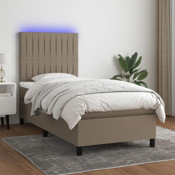 ARDEBO.de - Boxspringbett mit Matratze & LED Taupe 100x200 cm Stoff