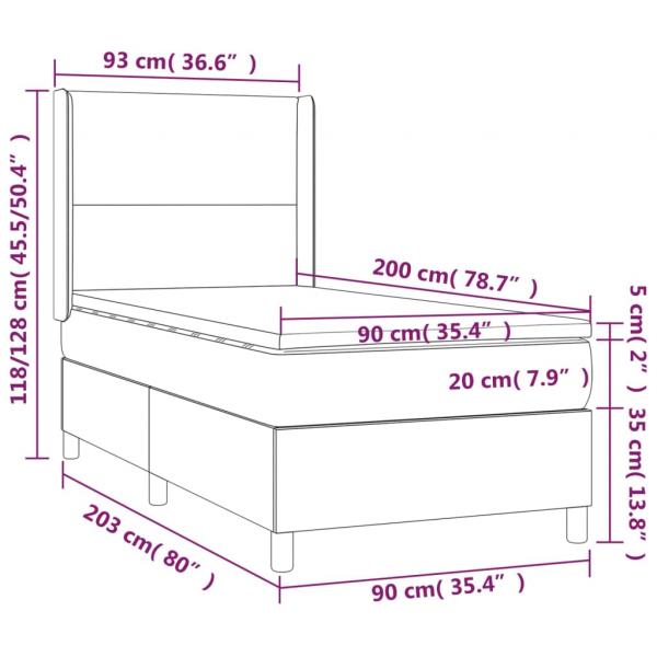 Boxspringbett mit Matratze & LED Dunkelbraun 90x200 cm Stoff