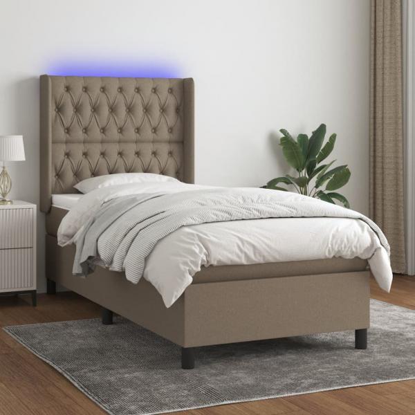 ARDEBO.de - Boxspringbett mit Matratze & LED Taupe 100x200 cm Stoff