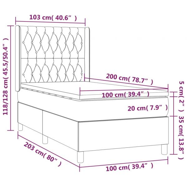 Boxspringbett mit Matratze & LED Taupe 100x200 cm Stoff