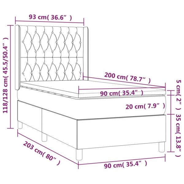 Boxspringbett mit Matratze & LED Dunkelbraun 90x200 cm Stoff