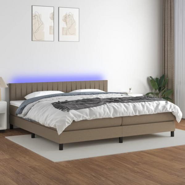 ARDEBO.de - Boxspringbett mit Matratze & LED Taupe 200x200 cm Stoff