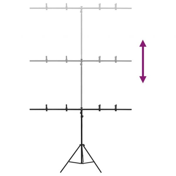 Hintergrundständer T-Form Schwarz 151x60x(70-200) cm