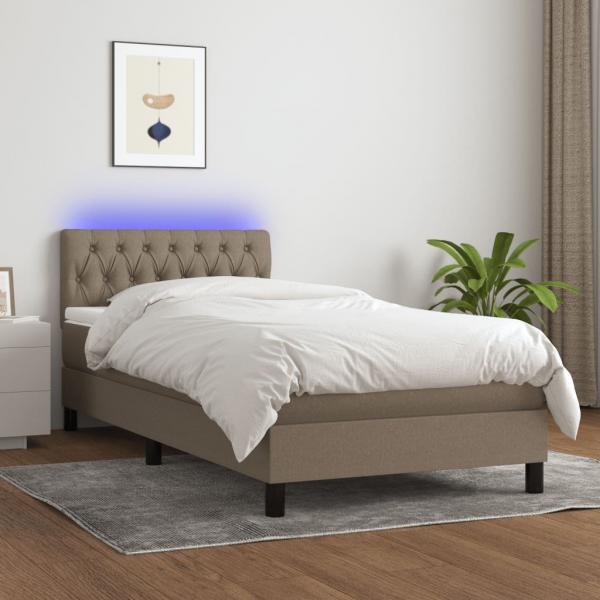 ARDEBO.de - Boxspringbett mit Matratze & LED Taupe 100x200 cm Stoff