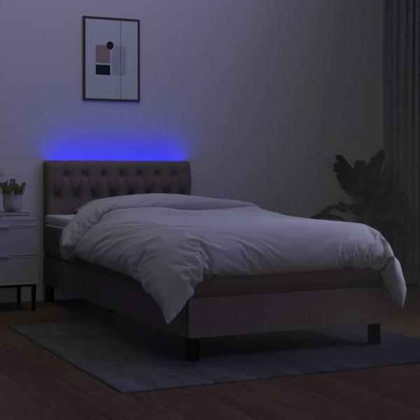 Boxspringbett mit Matratze & LED Taupe 100x200 cm Stoff