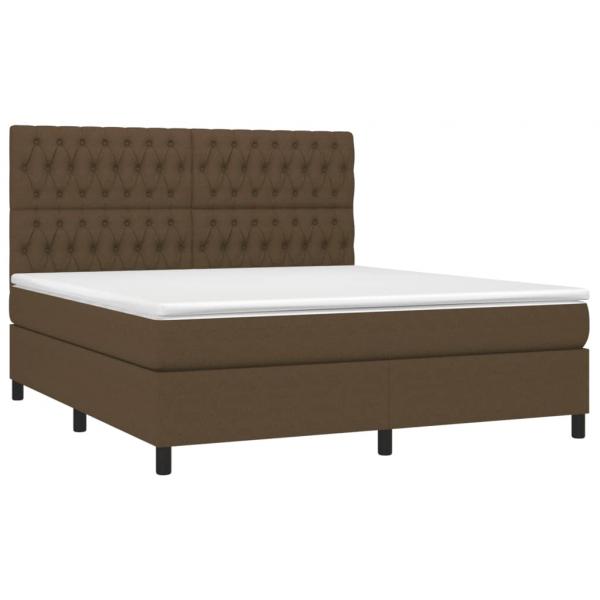 Boxspringbett mit Matratze & LED Dunkelbraun 180x200 cm Stoff