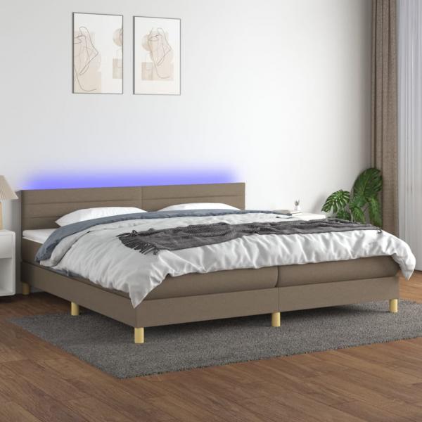 ARDEBO.de - Boxspringbett mit Matratze & LED Taupe 200x200 cm Stoff