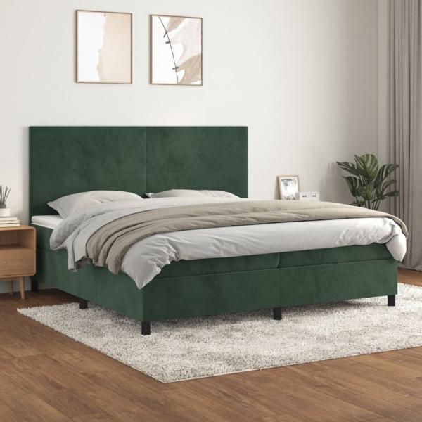 ARDEBO.de - Boxspringbett mit Matratze Dunkelgrün 200x200 cm Samt