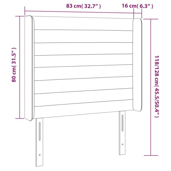 LED Kopfteil Dunkelbraun 83x16x118/128 cm Stoff