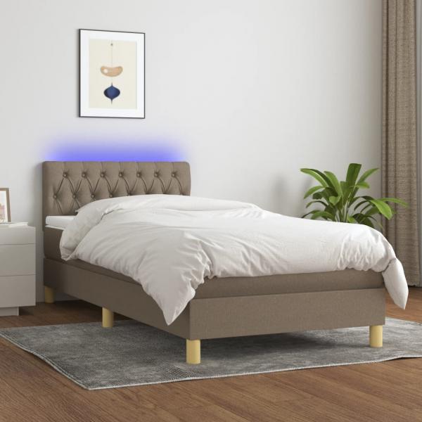 ARDEBO.de - Boxspringbett mit Matratze & LED Taupe 100x200 cm Stoff 