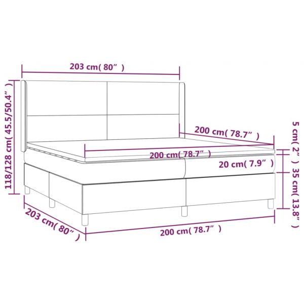 Boxspringbett mit Matratze & LED Dunkelgrün 200x200 cm Samt