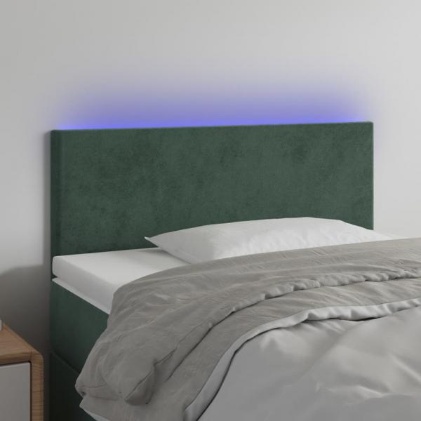 ARDEBO.de - LED Kopfteil Dunkelgrün 90x5x78/88 cm Samt