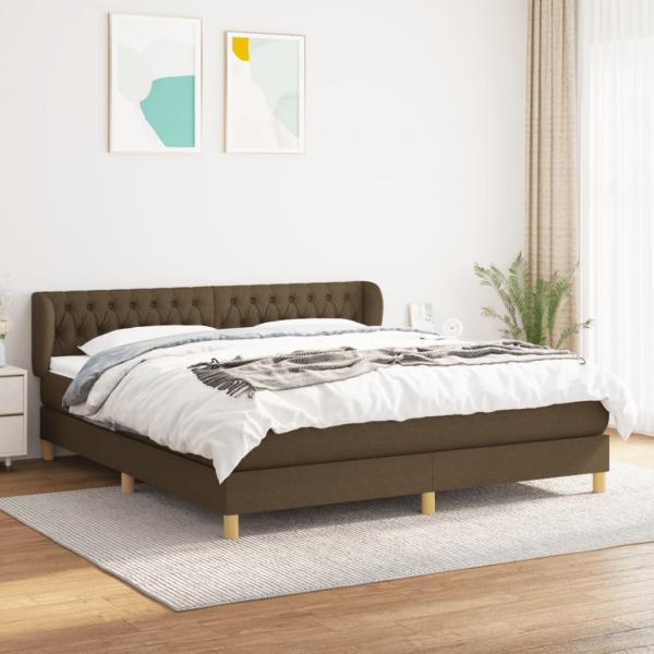 ARDEBO.de - Boxspringbett mit Matratze Dunkelbraun 180x200 cm Stoff