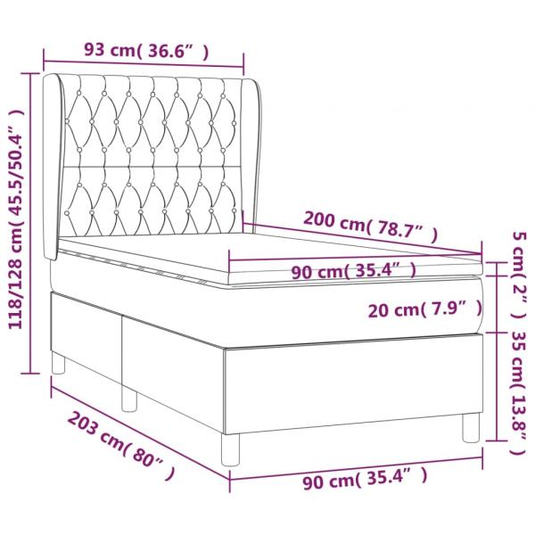 Boxspringbett mit Matratze Dunkelbraun 90x200 cm Stoff