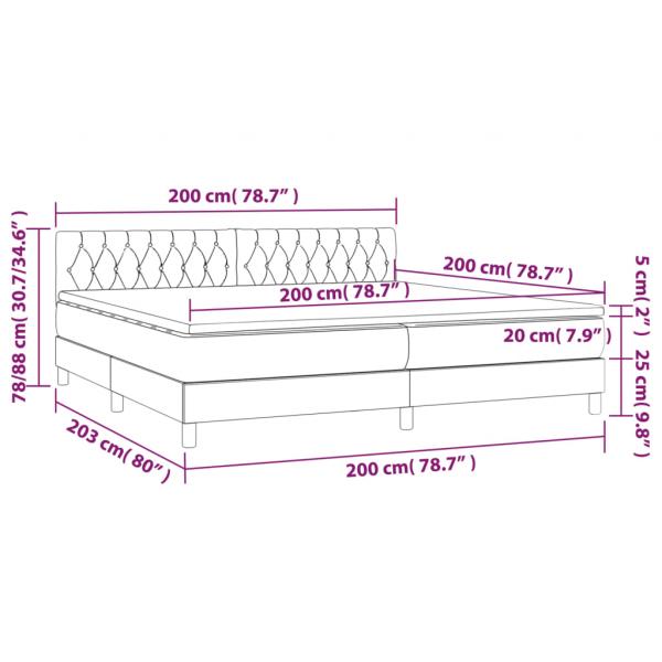 Boxspringbett mit Matratze & LED Taupe 200x200 cm Stoff