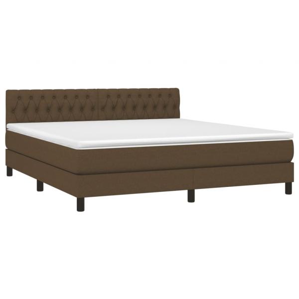 Boxspringbett mit Matratze & LED Dunkelbraun 180x200 cm Stoff