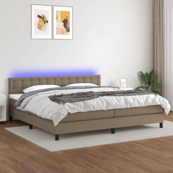 ARDEBO.de - Boxspringbett mit Matratze & LED Taupe 200x200 cm Stoff