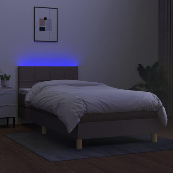 Boxspringbett mit Matratze & LED Taupe 100x200 cm Stoff