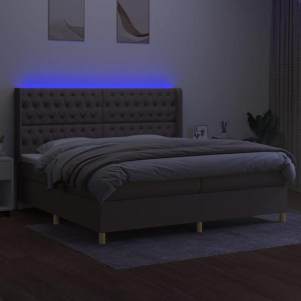 Boxspringbett mit Matratze & LED Taupe 200x200 cm Stoff