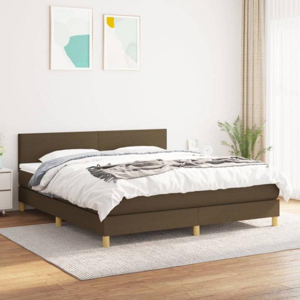 ARDEBO.de - Boxspringbett mit Matratze Dunkelbraun 180x200 cm Stoff