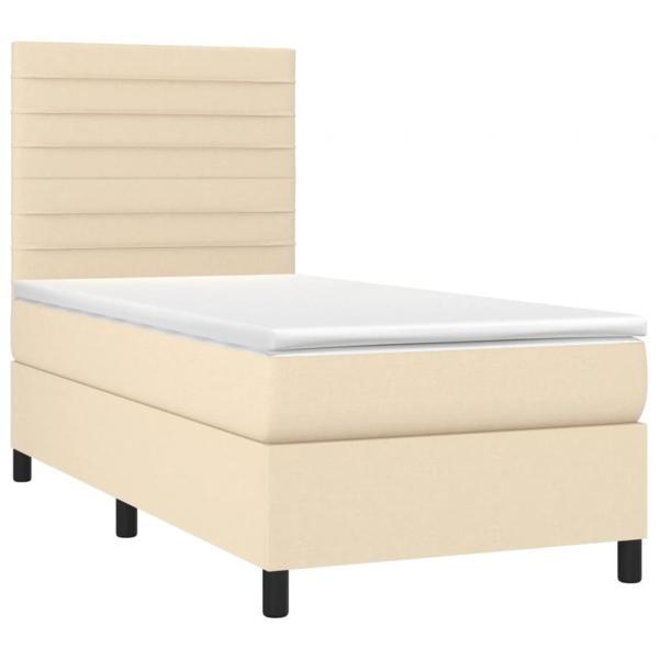 Boxspringbett mit Matratze Creme 90x200 cm Stoff