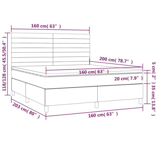 Boxspringbett mit Matratze Rosa 160x200 cm Samt