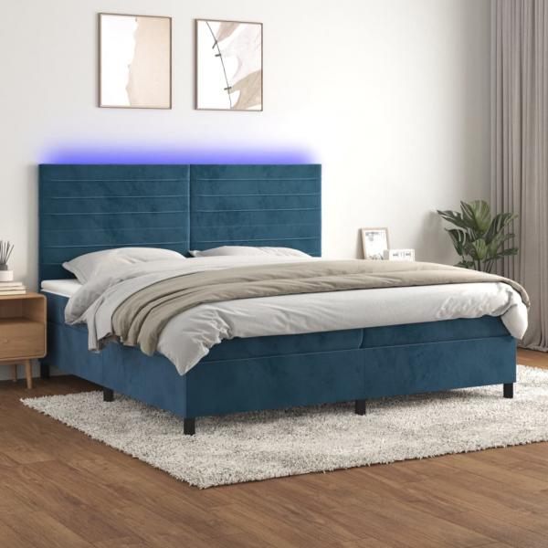 ARDEBO.de - Boxspringbett mit Matratze & LED Dunkelblau 200x200 cm Samt