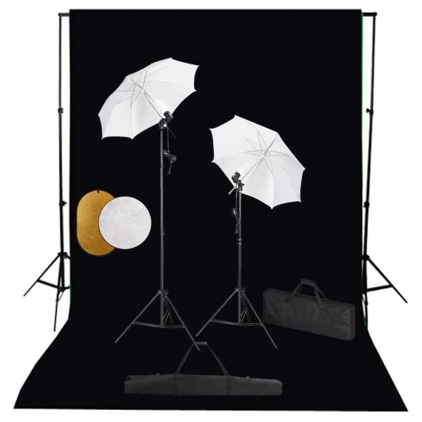 ARDEBO.de - Fotostudio-Set mit Leuchten, Schirmen, Hintergrund, Reflektor