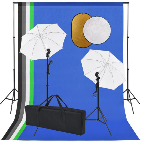 ARDEBO.de - Fotostudio-Set mit Lampen, Schirmen, Hintergrund, Reflektor