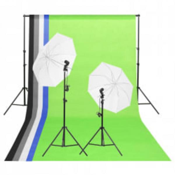 Fotostudio-Set mit Beleuchtung, Hintergrund und Reflektor