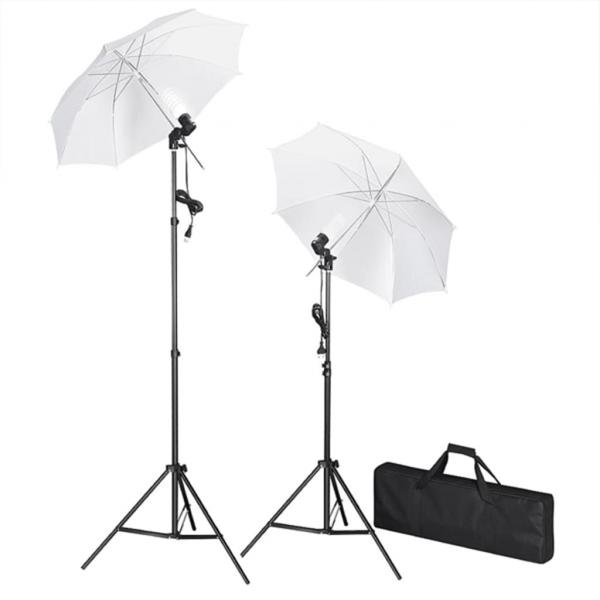 Fotostudio-Set mit Leuchten, Schirmen, Hintergrund, Reflektor